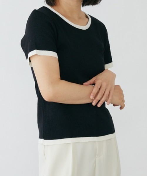 mebole（メボレ）の「パイピングデザイントップス（Tシャツ/カットソー・レディース・パープル/ブラック/ブルー・FREE）」の12枚目の写真