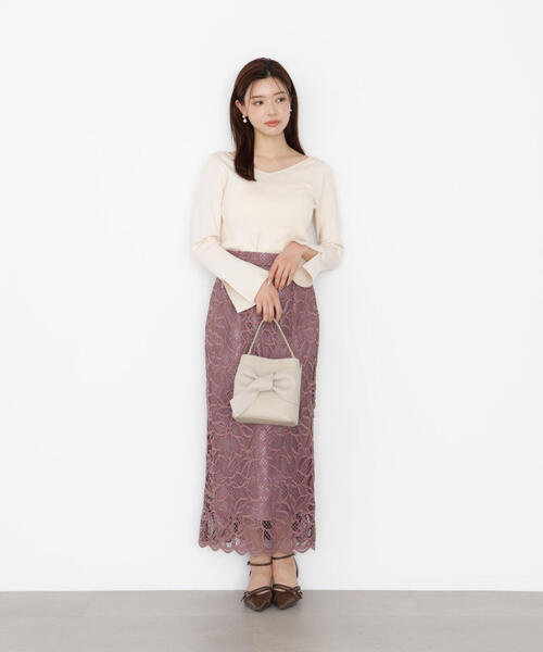 PROPORTION BODY DRESSING(プロポーションボディドレッシング)の「ケミカルレースナロースカート / 1215220911(スカート・レディース・ダークグレー/ベージュ/ブラウン系その他・SMALL/MEDIUM)」の8枚目の写真