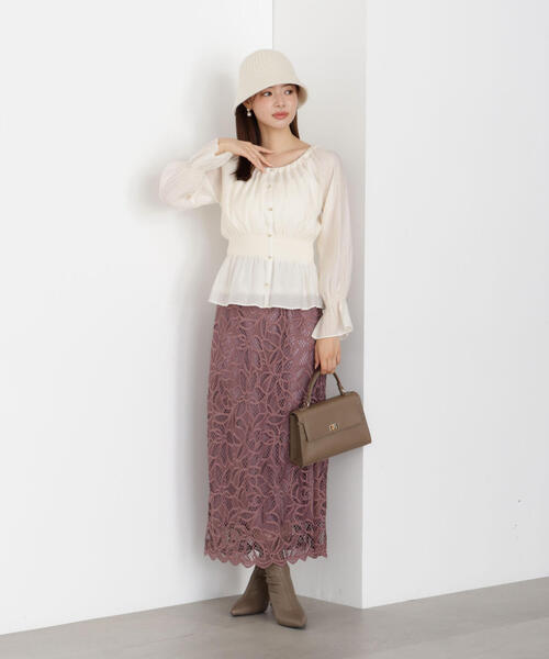 PROPORTION BODY DRESSING(プロポーションボディドレッシング)の「ケミカルレースナロースカート / 1215220911(スカート・レディース・ダークグレー/ベージュ/ブラウン系その他・SMALL/MEDIUM)」の7枚目の写真