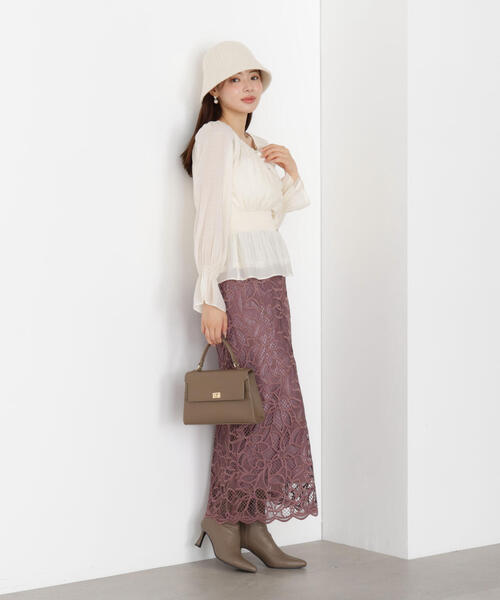 PROPORTION BODY DRESSING(プロポーションボディドレッシング)の「ケミカルレースナロースカート / 1215220911(スカート・レディース・ダークグレー/ベージュ/ブラウン系その他・SMALL/MEDIUM)」の6枚目の写真