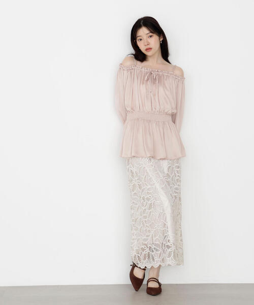 PROPORTION BODY DRESSING(プロポーションボディドレッシング)の「ケミカルレースナロースカート / 1215220911(スカート・レディース・ダークグレー/ベージュ/ブラウン系その他・SMALL/MEDIUM)」の3枚目の写真