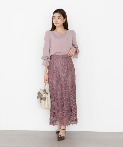 PROPORTION BODY DRESSING(プロポーションボディドレッシング)の「ケミカルレースナロースカート / 1215220911(スカート・レディース・ダークグレー/ベージュ/ブラウン系その他・SMALL/MEDIUM)」の2枚目の写真