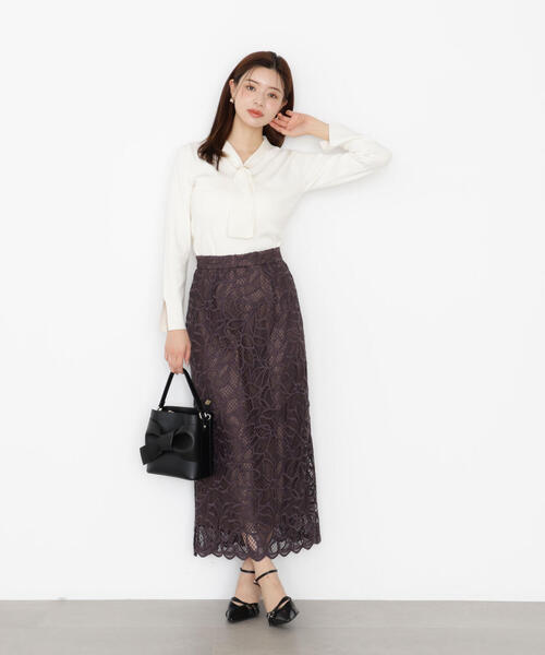 PROPORTION BODY DRESSING(プロポーションボディドレッシング)の「ケミカルレースナロースカート / 1215220911(スカート・レディース・ダークグレー/ベージュ/ブラウン系その他・SMALL/MEDIUM)」の1枚目の写真