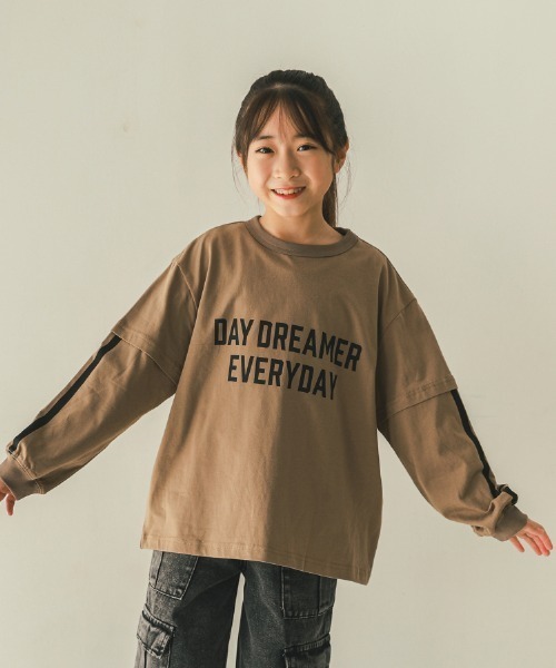 jeans-b（ジーンズベー）の「jeans-b/ジーンズベー DAY DREAMER　ロングＴシャツ（Tシャツ/カットソー・キッズ・ブラック/サンドベージュ/ベージュ・130cm/140cm/150cm/160cm）」の3枚目の写真