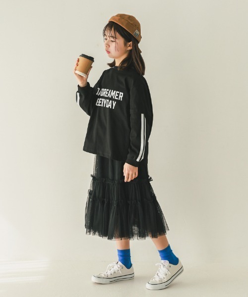 jeans-b（ジーンズベー）の「jeans-b/ジーンズベー DAY DREAMER　ロングＴシャツ（Tシャツ/カットソー・キッズ・ブラック/サンドベージュ/ベージュ・130cm/140cm/150cm/160cm）」の4枚目の写真