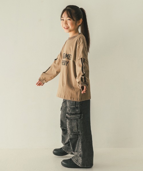jeans-b（ジーンズベー）の「jeans-b/ジーンズベー DAY DREAMER　ロングＴシャツ（Tシャツ/カットソー・キッズ・ブラック/サンドベージュ/ベージュ・130cm/140cm/150cm/160cm）」の7枚目の写真