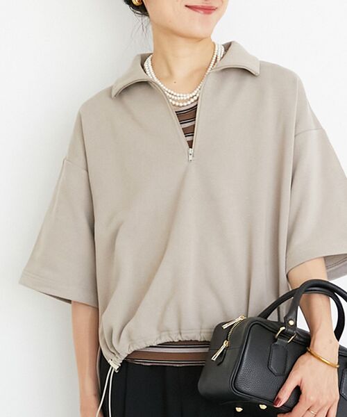 le.coeur blanc（ルクールブラン）の「ジップデザインハーフスリーブスウェット（スウェット・レディース・ベージュ/グレー・38）」の5枚目の写真