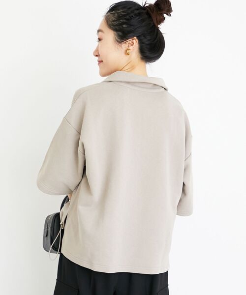 le.coeur blanc（ルクールブラン）の「ジップデザインハーフスリーブスウェット（スウェット・レディース・ベージュ/グレー・38）」の8枚目の写真