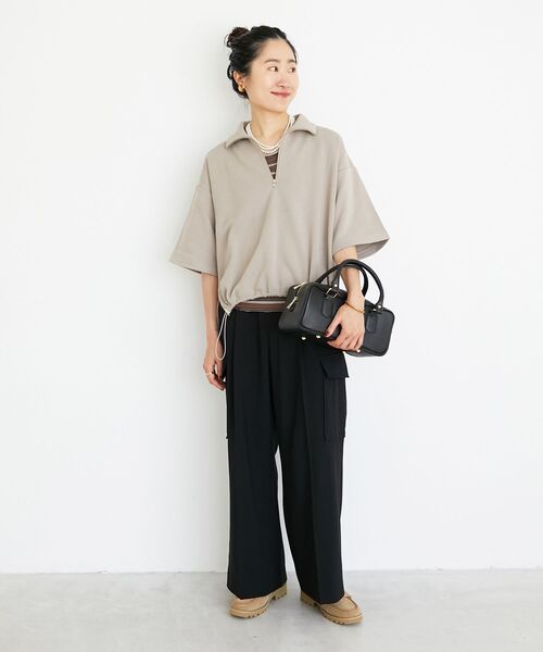 le.coeur blanc（ルクールブラン）の「ジップデザインハーフスリーブスウェット（スウェット・レディース・ベージュ/グレー・38）」の10枚目の写真