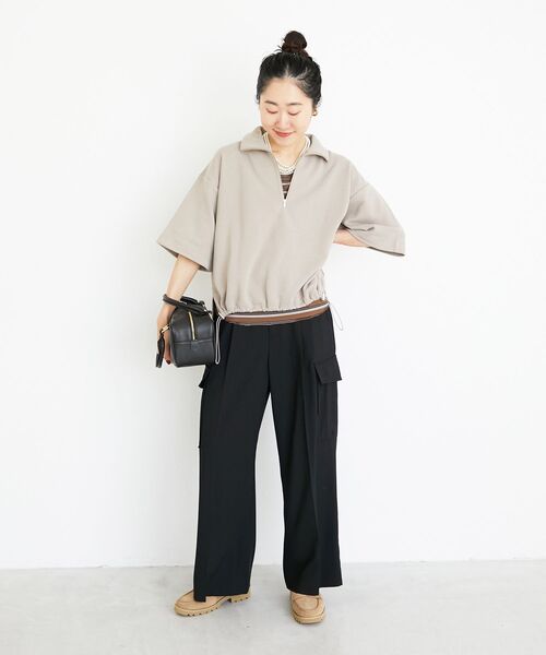 le.coeur blanc（ルクールブラン）の「ジップデザインハーフスリーブスウェット（スウェット・レディース・ベージュ/グレー・38）」の14枚目の写真