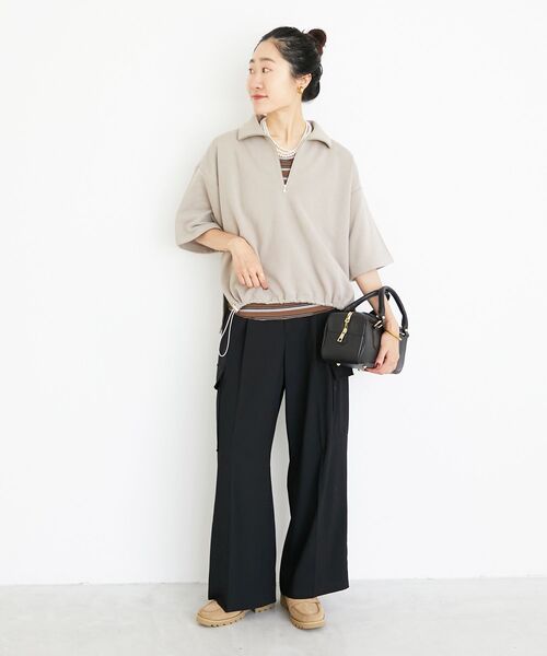 le.coeur blanc（ルクールブラン）の「ジップデザインハーフスリーブスウェット（スウェット・レディース・ベージュ/グレー・38）」の15枚目の写真