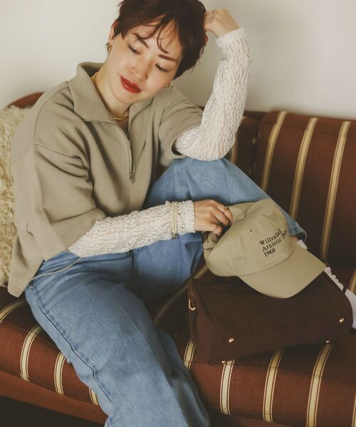 le.coeur blanc（ルクールブラン）の「ジップデザインハーフスリーブスウェット（スウェット・レディース・ベージュ/グレー・38）」の16枚目の写真