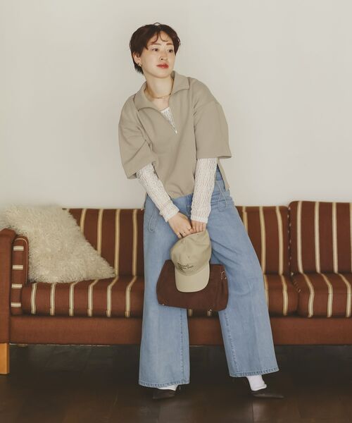 le.coeur blanc（ルクールブラン）の「ジップデザインハーフスリーブスウェット（スウェット・レディース・ベージュ/グレー・38）」の17枚目の写真