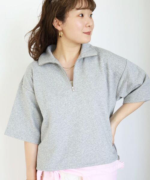 le.coeur blanc（ルクールブラン）の「ジップデザインハーフスリーブスウェット（スウェット・レディース・ベージュ/グレー・38）」の19枚目の写真