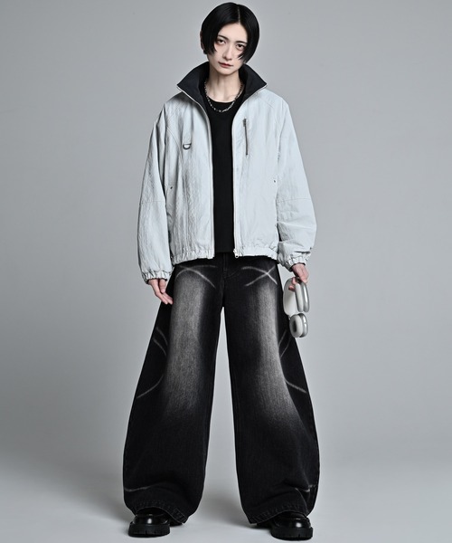 ADRER(アドラー)の「Nylon × Fleece Reversible Short Blouson / ナイロン×フリース リバーシブルショートブルゾン(ブルゾン・メンズ・ブラック/アイボリー/ブルーグリーン/ブラック系1/ワイン系1/グレー系1・XS/S/M/L)」の14枚目の写真