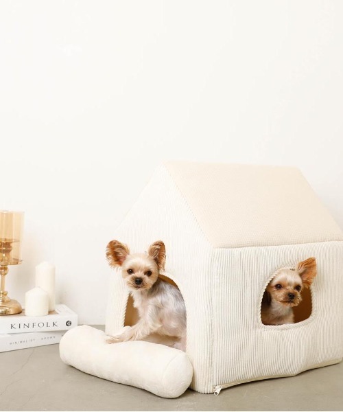 セール】ナチュラル小窓付きコーデュロイペットハウス【ロール
