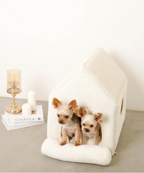 セール】ナチュラル小窓付きコーデュロイペットハウス【ロール