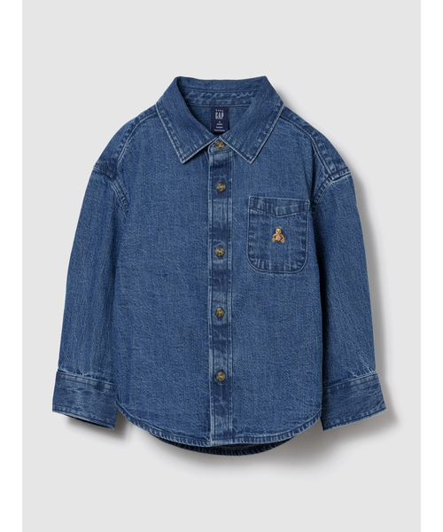 GAP(ギャップ)の「デニム ビッグシャツ (幼児・ベビー)(シャツ/ブラウス・キッズ・インディゴブルー・70cm/80cm/90cm/95cm/100cm/105cm/110cm)」の1枚目の写真
