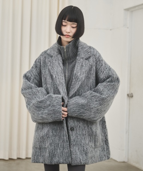 【新品未使用】aereシャギージャケットコート ミックスシャギーオーバーテーラードコート（チェスターコート）｜AIC