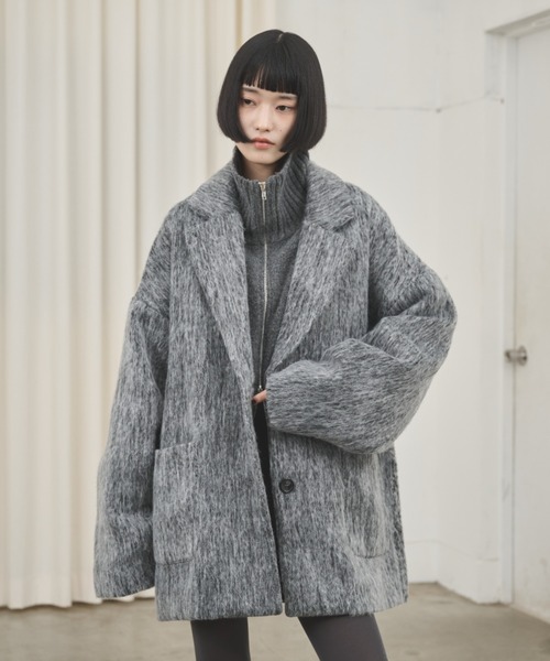 【新品未使用】bow.a ボウエー　シャギーコート ミックスシャギーオーバーテーラードコート（チェスターコート）｜AIC