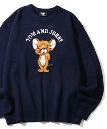 【Tom & Jerry/トム & ジェリー】アートワークデザイン ループ刺繍&シャギー ジャガードニット
