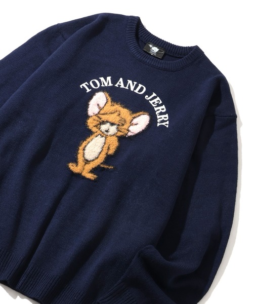 Tom＆Jerry（トムアンドジェリー）の「【Tom & Jerry/トム & ジェリー】アートワークデザイン ループ刺繍＆シャギー ジャガードニット（ニット/セーター・メンズ・オフホワイト/サックスブルー/スミクロ/ネイビー・M/L/LL）」の16枚目の写真