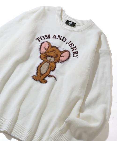 Tom＆Jerry（トムアンドジェリー）の「【Tom & Jerry/トム & ジェリー】アートワークデザイン ループ刺繍＆シャギー ジャガードニット（ニット/セーター・メンズ・オフホワイト/サックスブルー/スミクロ/ネイビー・M/L/LL）」の14枚目の写真