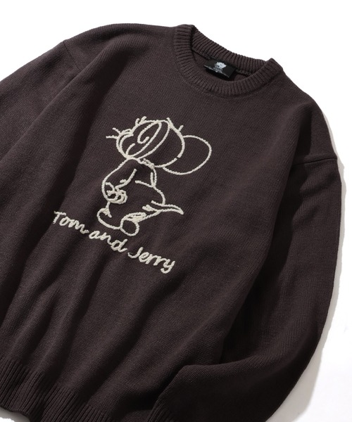 Tom＆Jerry（トムアンドジェリー）の「【Tom & Jerry/トム & ジェリー】アートワークデザイン ループ刺繍＆シャギー ジャガードニット（ニット/セーター・メンズ・オフホワイト/サックスブルー/スミクロ/ネイビー・M/L/LL）」の15枚目の写真