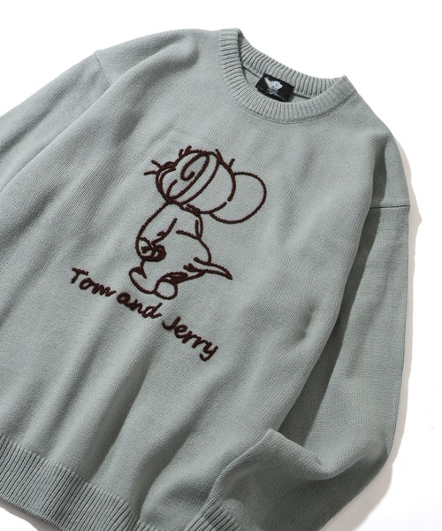 Tom＆Jerry（トムアンドジェリー）の「【Tom & Jerry/トム & ジェリー】アートワークデザイン ループ刺繍＆シャギー ジャガードニット（ニット/セーター・メンズ・オフホワイト/サックスブルー/スミクロ/ネイビー・M/L/LL）」の17枚目の写真