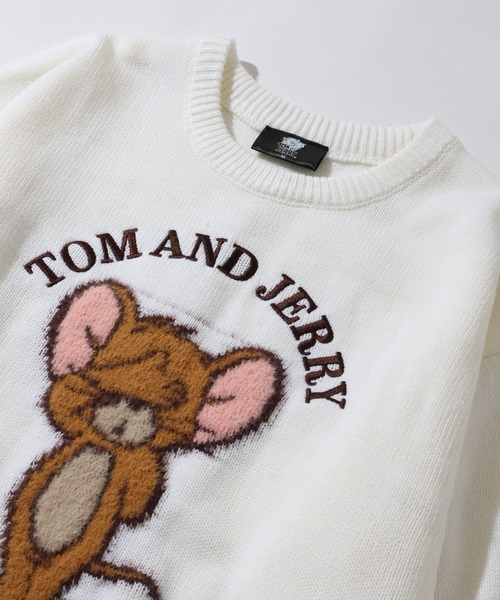 Tom＆Jerry（トムアンドジェリー）の「【Tom & Jerry/トム & ジェリー】アートワークデザイン ループ刺繍＆シャギー ジャガードニット（ニット/セーター・メンズ・オフホワイト/サックスブルー/スミクロ/ネイビー・M/L/LL）」の18枚目の写真