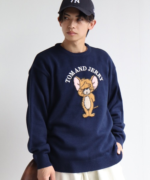 Tom＆Jerry（トムアンドジェリー）の「【Tom & Jerry/トム & ジェリー】アートワークデザイン ループ刺繍＆シャギー ジャガードニット（ニット/セーター・メンズ・オフホワイト/サックスブルー/スミクロ/ネイビー・M/L/LL）」の10枚目の写真
