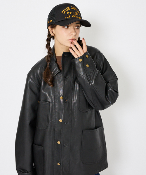 Lee(リー)の「【LEE/リー】LOCO JACKET レザー カバーオール ジャケット / ユニセックス ワークジャケット(カバーオール・メンズ・ブラック・44/42/40)」の18枚目の写真
