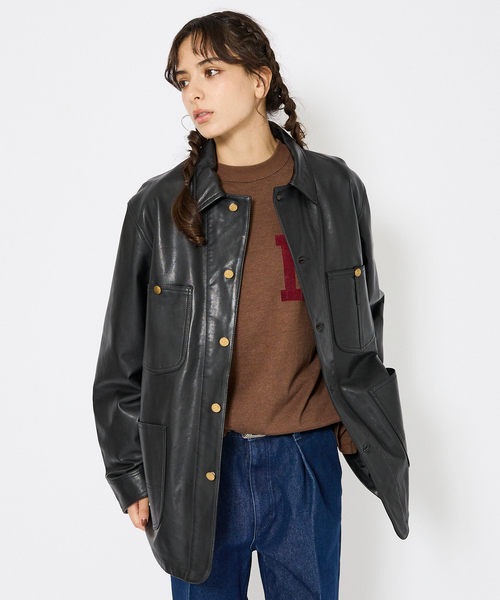 Lee(リー)の「【LEE/リー】LOCO JACKET レザー カバーオール ジャケット / ユニセックス ワークジャケット(カバーオール・メンズ・ブラック・44/42/40)」の20枚目の写真