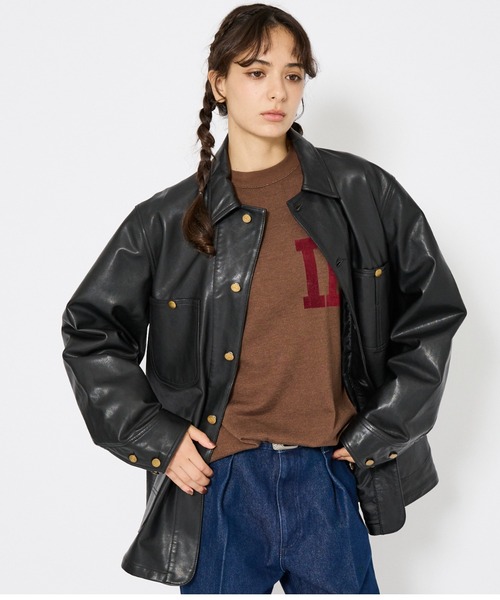 Lee(リー)の「【LEE/リー】LOCO JACKET レザー カバーオール ジャケット / ユニセックス ワークジャケット(カバーオール・メンズ・ブラック・44/42/40)」の4枚目の写真