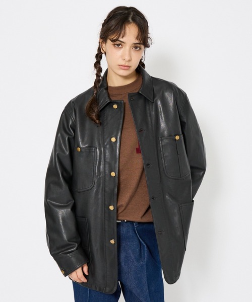 Lee(リー)の「【LEE/リー】LOCO JACKET レザー カバーオール ジャケット / ユニセックス ワークジャケット(カバーオール・メンズ・ブラック・44/42/40)」の14枚目の写真