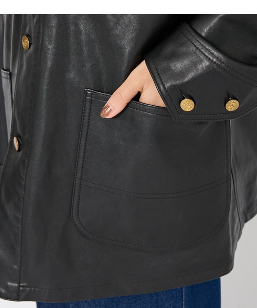 Lee(リー)の「【LEE/リー】LOCO JACKET レザー カバーオール ジャケット / ユニセックス ワークジャケット(カバーオール・メンズ・ブラック・44/42/40)」の10枚目の写真