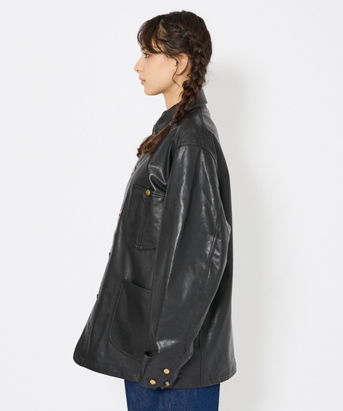 Lee(リー)の「【LEE/リー】LOCO JACKET レザー カバーオール ジャケット / ユニセックス ワークジャケット(カバーオール・メンズ・ブラック・44/42/40)」の15枚目の写真