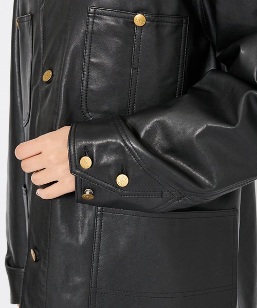 Lee(リー)の「【LEE/リー】LOCO JACKET レザー カバーオール ジャケット / ユニセックス ワークジャケット(カバーオール・メンズ・ブラック・44/42/40)」の9枚目の写真