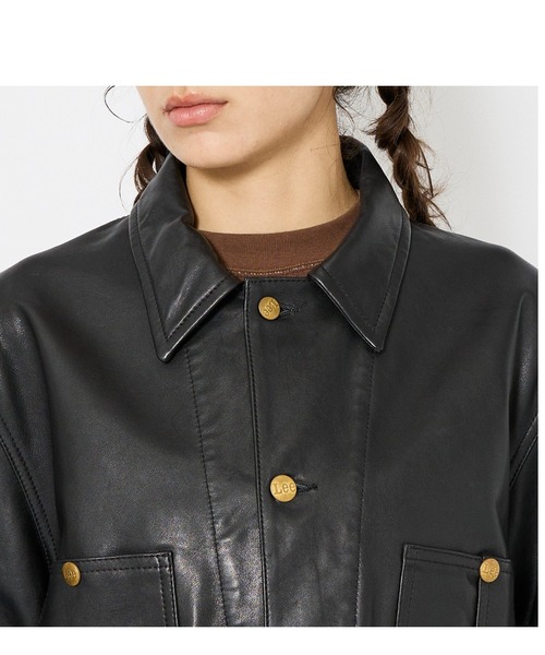 Lee(リー)の「【LEE/リー】LOCO JACKET レザー カバーオール ジャケット / ユニセックス ワークジャケット(カバーオール・メンズ・ブラック・44/42/40)」の7枚目の写真