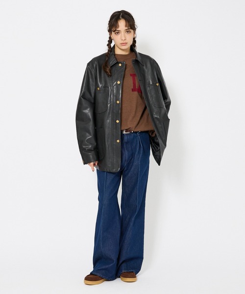 Lee(リー)の「【LEE/リー】LOCO JACKET レザー カバーオール ジャケット / ユニセックス ワークジャケット(カバーオール・メンズ・ブラック・44/42/40)」の3枚目の写真