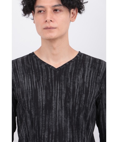 TORNADO MART(トルネードマート)の「GLEAMストライプテレコVネックカットソー(Tシャツ/カットソー・メンズ・ホワイト/ブラック/イエロー×ブラック・LL/M/L)」の10枚目の写真
