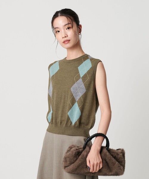 BEAUTY&YOUTH UNITED ARROWS（ビューティーアンドユースユナイテッドアローズ）の「ウール アーガイル&ソリッドベスト（ベスト・レディース・ダークブラウン/オリーブ/ダークグレー・FREE）」の3枚目の写真
