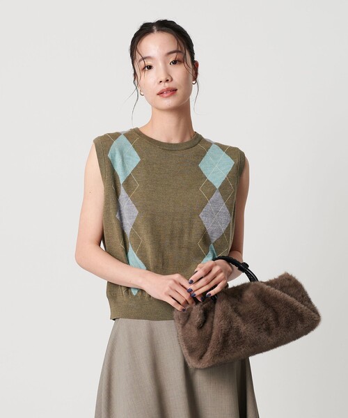 BEAUTY&YOUTH UNITED ARROWS（ビューティーアンドユースユナイテッドアローズ）の「ウール アーガイル&ソリッドベスト（ベスト・レディース・ダークブラウン/オリーブ/ダークグレー・FREE）」の21枚目の写真