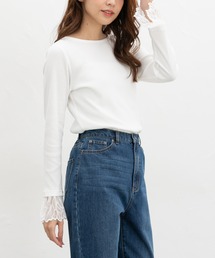 Honeys | 袖口レース使いトップス(Tシャツ/カットソー)