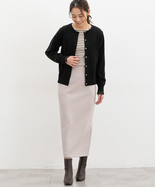 Honeys（ハニーズ）の「袖口レース使いトップス（Tシャツ/カットソー・レディース・ブラック/アイボリー/ホワイト×ブラック/グレイッシュベージュ/ブラック×ベージュ/サックスブルー系・LL/3L/S/M/L）」の22枚目の写真