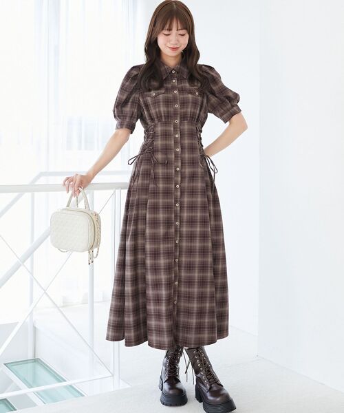 MAJESTIC LEGON（マジェスティックレゴン）の「サイドレースアップシャツワンピース（シャツワンピース・レディース・ブラック/ブラック系その他2/ブラウン系その他2・SMALL/MEDIUM/X-SMALL）」の4枚目の写真