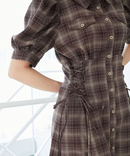MAJESTIC LEGON（マジェスティックレゴン）の「サイドレースアップシャツワンピース（シャツワンピース・レディース・ブラック/ブラック系その他2/ブラウン系その他2・SMALL/MEDIUM/X-SMALL）」の10枚目の写真