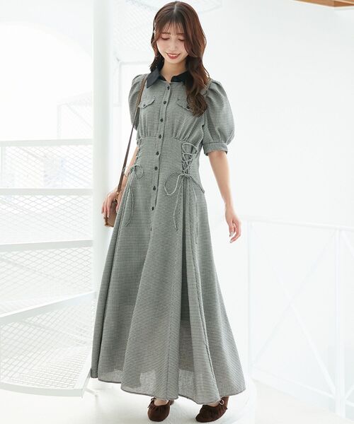 MAJESTIC LEGON（マジェスティックレゴン）の「サイドレースアップシャツワンピース（シャツワンピース・レディース・ブラック/ブラック系その他2/ブラウン系その他2・SMALL/MEDIUM/X-SMALL）」の11枚目の写真