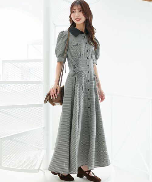 MAJESTIC LEGON（マジェスティックレゴン）の「サイドレースアップシャツワンピース（シャツワンピース・レディース・ブラック/ブラック系その他2/ブラウン系その他2・SMALL/MEDIUM/X-SMALL）」の12枚目の写真