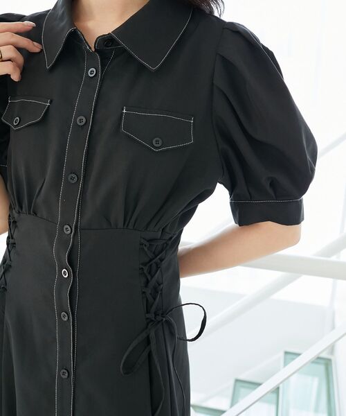 MAJESTIC LEGON（マジェスティックレゴン）の「サイドレースアップシャツワンピース（シャツワンピース・レディース・ブラック/ブラック系その他2/ブラウン系その他2・SMALL/MEDIUM/X-SMALL）」の18枚目の写真